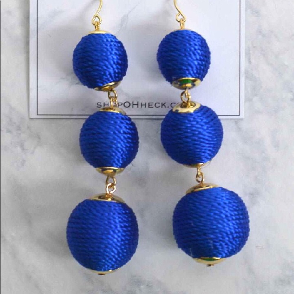 Royal Blue Drop Ball Earrings